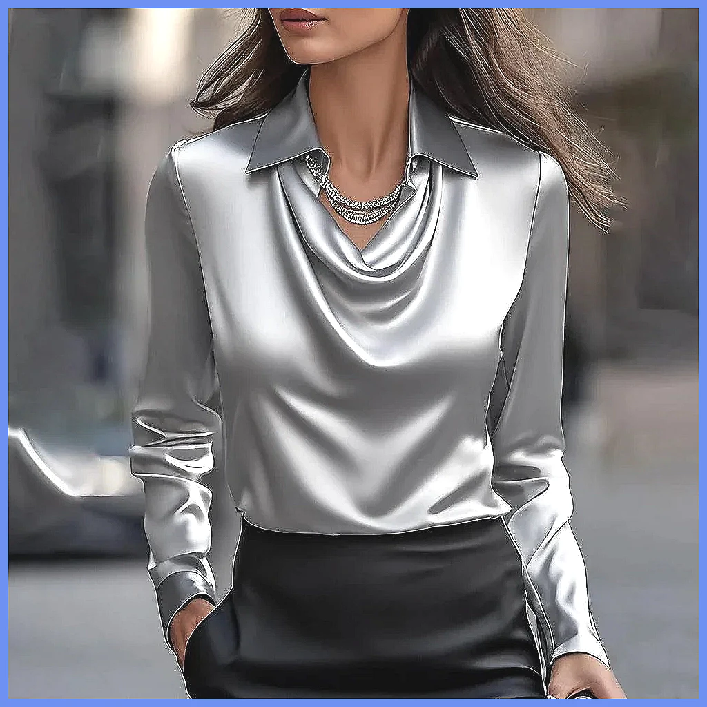 Vintage Satin Blouse Women Lon - đánh giá và giá Silk Blouse