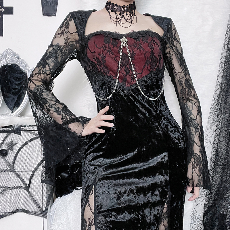Women Goth Dark Elegant Evenin - đánh giá và giá Midi Dress