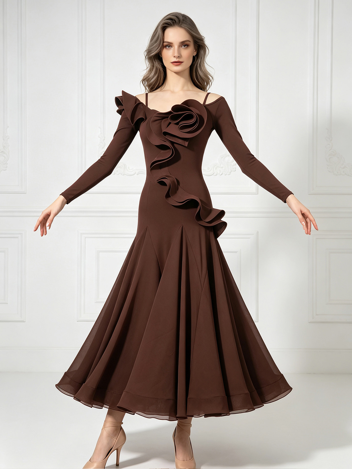 3D Ruffle Cold Shoulder Long S - đánh giá và giá Women'S Red Formal Wear