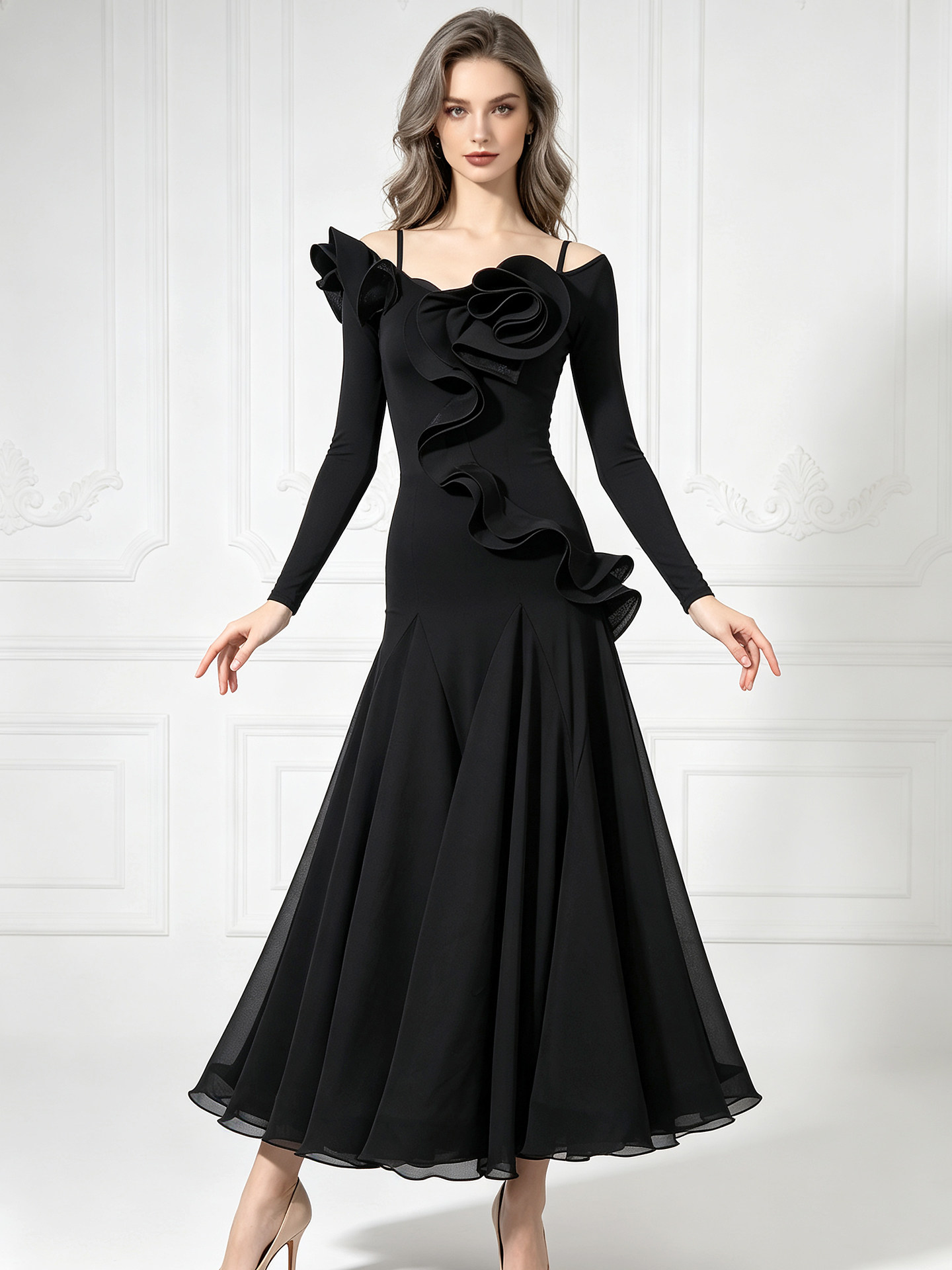 3D Ruffle Cold Shoulder Long S - đánh giá và giá Women'S Red Formal Wear
